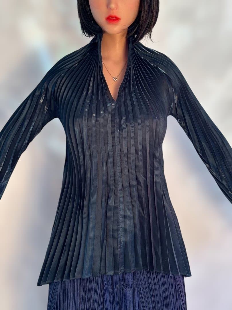 [希少] ISSEY MIYAKE プリーツ ジャケットダークブルー M