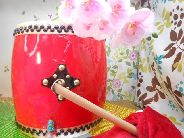 (送料無料)24.980円 N水牛皮エイサー大太鼓36cm*40cm　跳ねて飛び