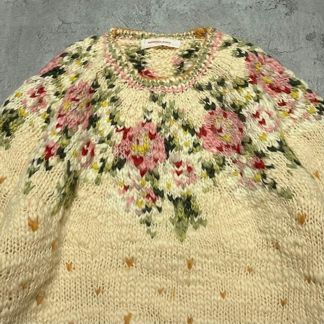 ワンダフルワールド カネコイサオ 花柄 フラワー ウールニット ウール