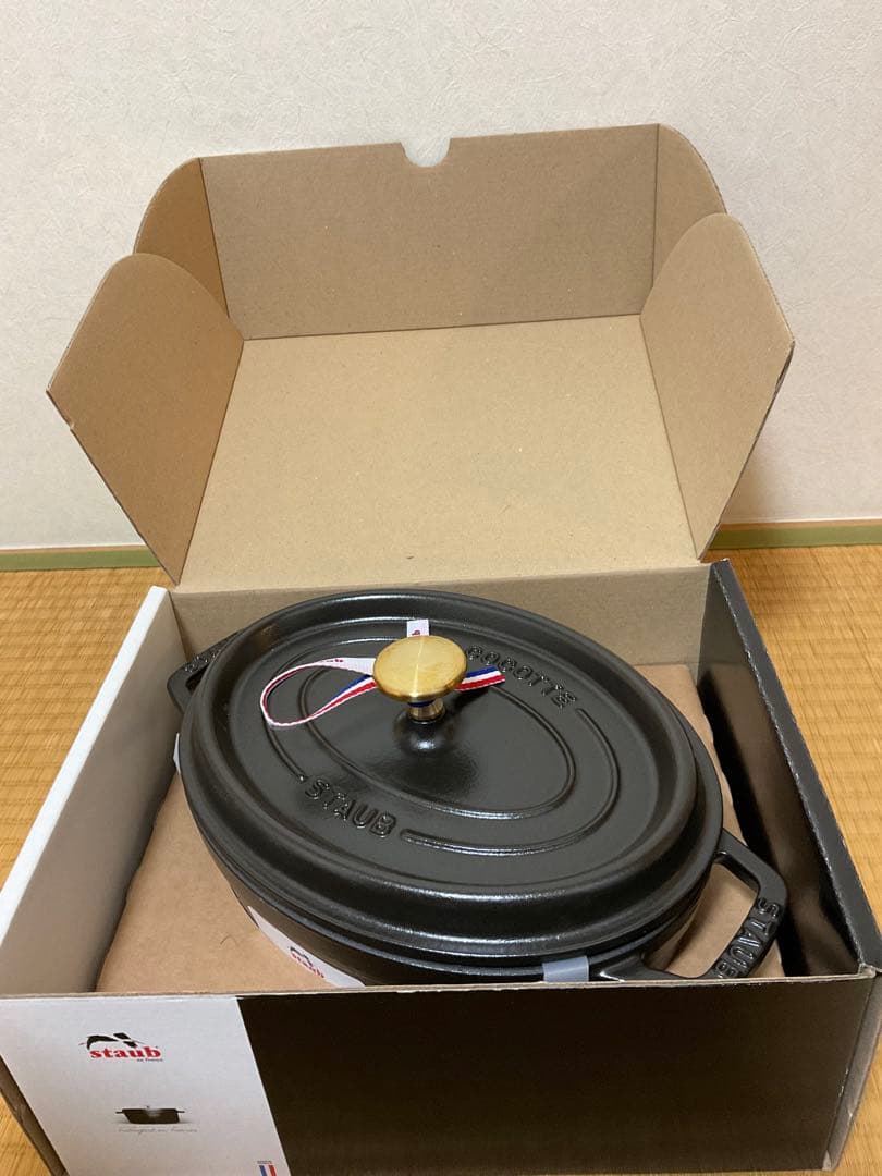 未使用 ストウブ オーバルココット 23cm ブラック 箱あり