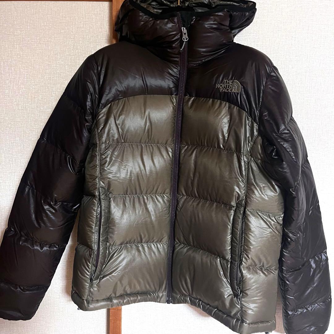 THE NORTH FACE フード付きダウンジャケット ブラウン×カーキ