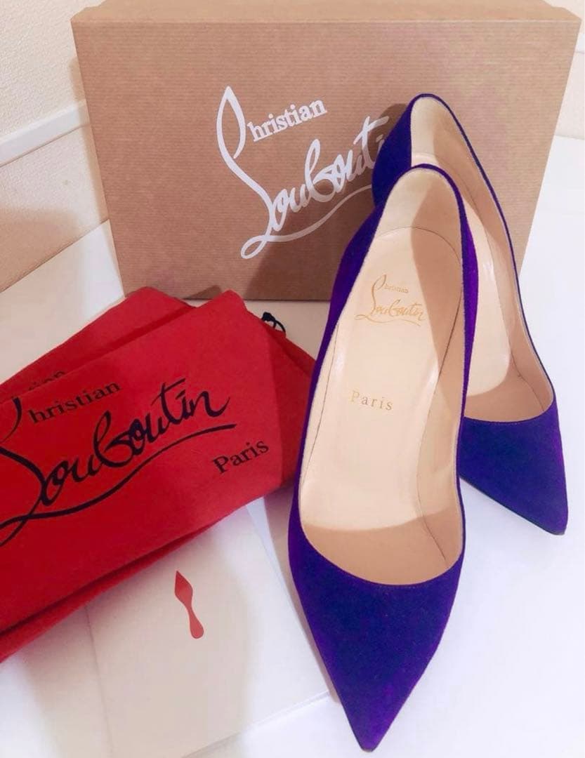 ★クリスチャンルブタン★スエードパンプス紫