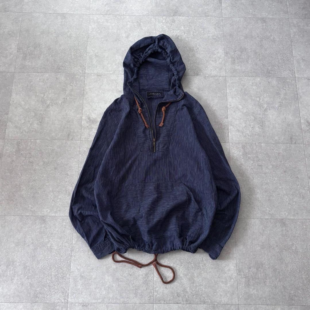 00s y2k ボーダー アノラック マウンテンパーカーネイビー シティボーイ
