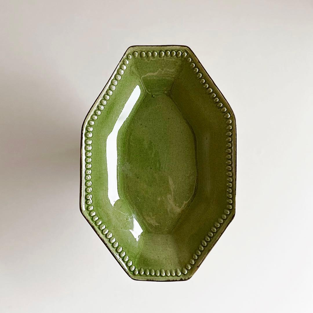 オクトゴナル ラヴィエ フランス 南仏陶器 緑釉 C