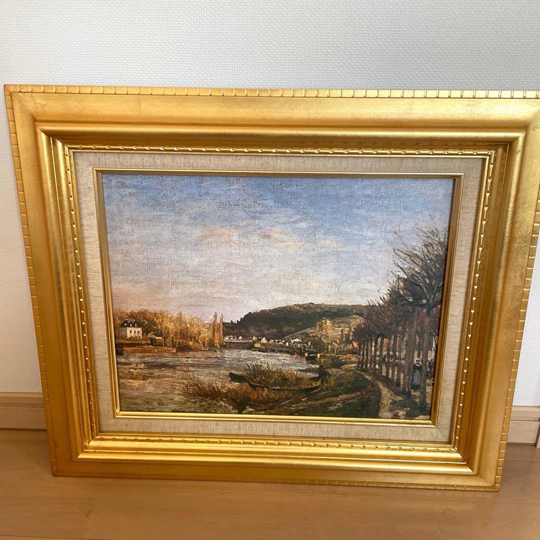 ピサロ 油彩画 ブージヴァールのセーヌ河 51X82cm 複製品