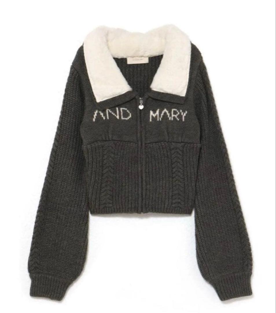 トップス andmary Mary logo zip tops gray