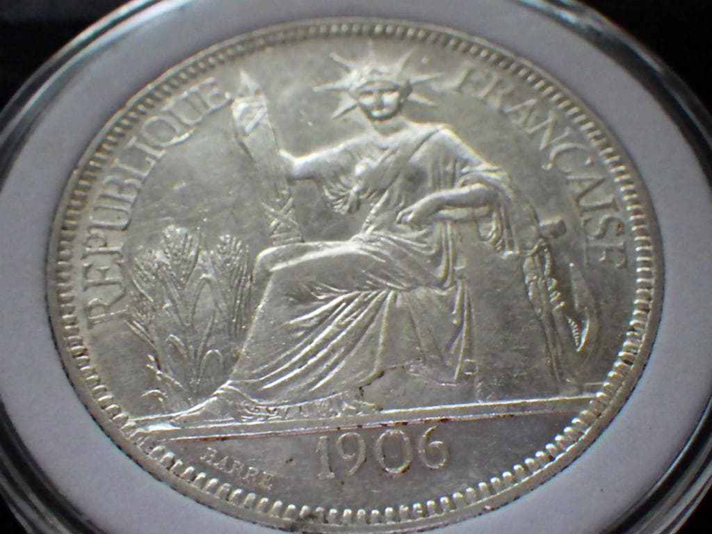 フランス領インドシナ ピアストル銀貨【銀貨保証】アンティークM240803120 フランス領インドシナ ピアストル銀貨 1921年 貿易銀 コイン 古銭