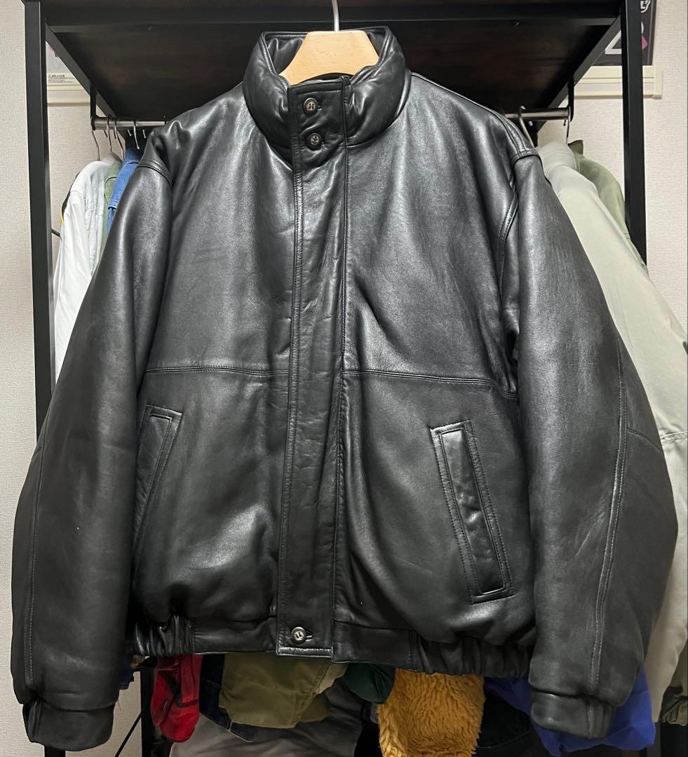 80s Eddie Bauer レザーダウンジャケット ブラック L - メルカリ