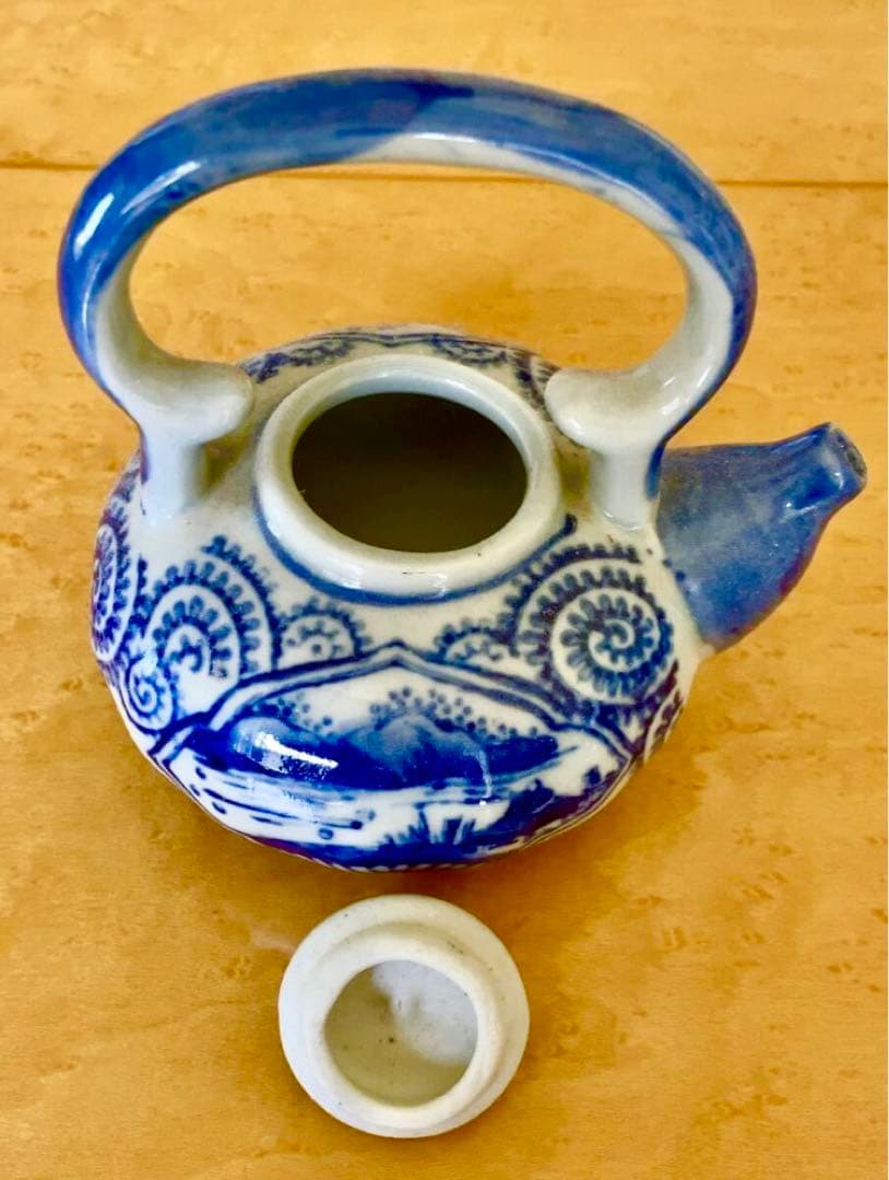 アンティーク古伊万里 古い急須、蛸唐草、染付、煎茶、年代不明