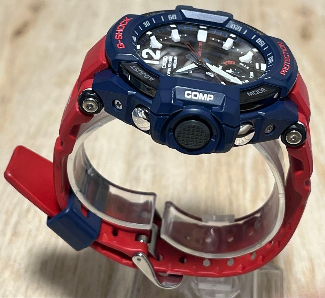 海外限定品美品】G-SHOCKグラビティマスターGA-1100ネイビー×レッド