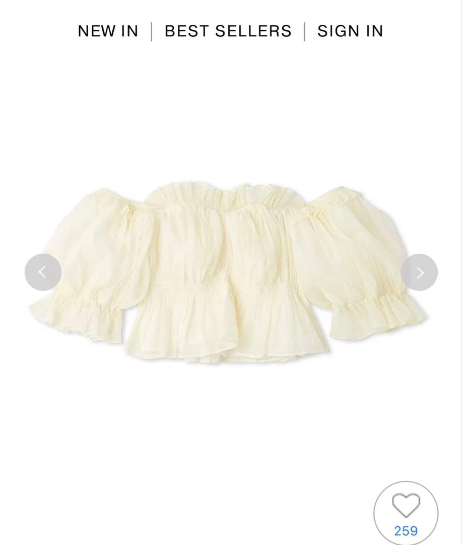 SNIDEL アイボリー ギャザーオフショルブラウス SNIDEL（スナイデル）の「ギャザーフリルオフショルブラウス（シャツ