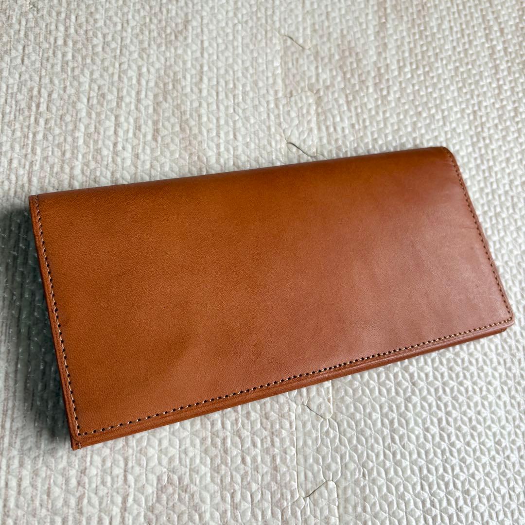 極美品 土屋鞄 長財布 長札入れ ヌメ革 ブラウン 小銭入れ無し