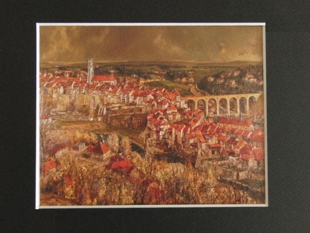 花巻碧、【丘陵の村】、希少な限定額装用画集画、新品高級額 額装付、状態良好