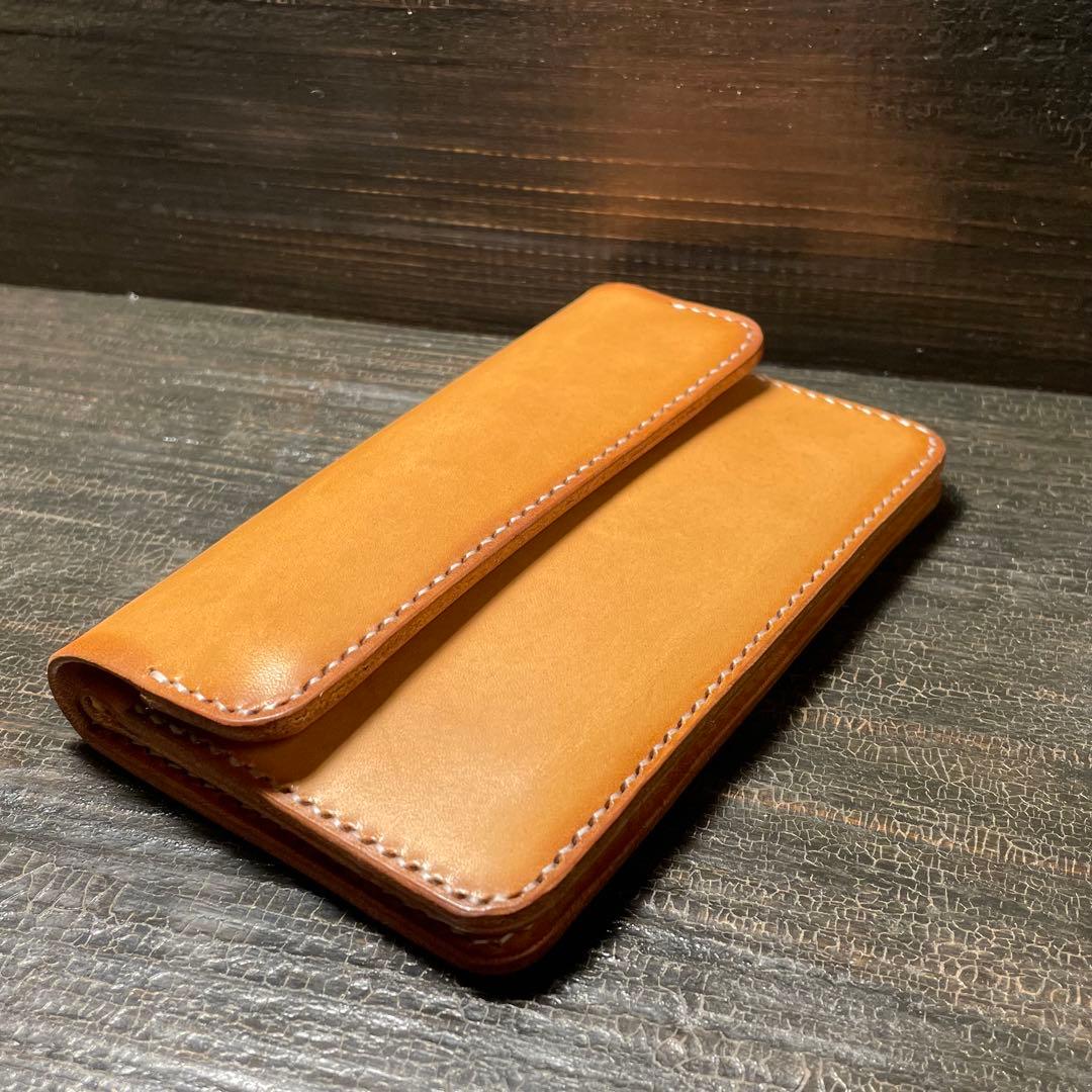 リアルサドルレザー　ミドルトラッカーウォレット2層 ◇ トラッカーウォレット ミニ ◇ お札を折らない 幅広タイプ 茶芯