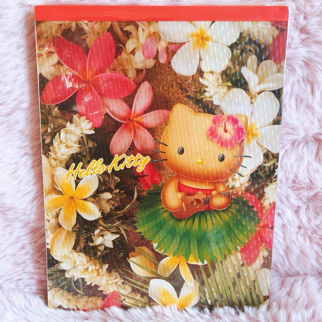 希少レア　ハローキティ　日焼け　メモ帳　ハワイ　ハイビスカス　2002 サンリオ