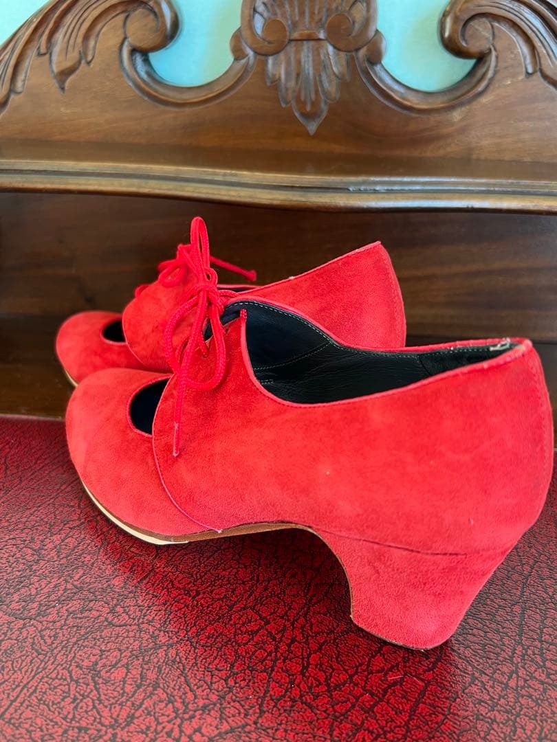 ドンフラメンコ☆フラメンコシューズ☆赤　スエード☆size36