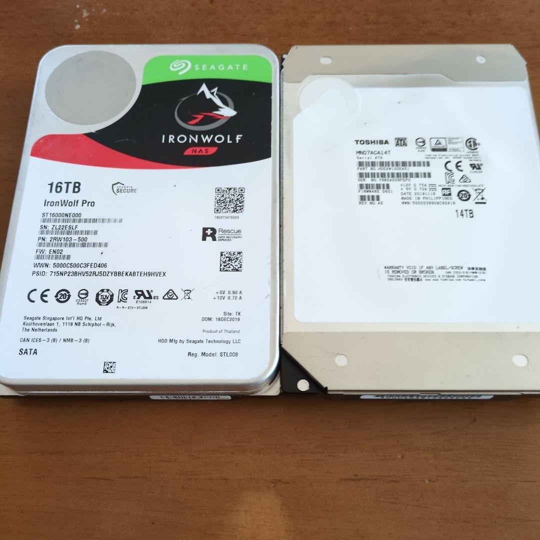 外付けハードディスク・ドライブ Seagate IronWolf Pro 16TB HDD14TB