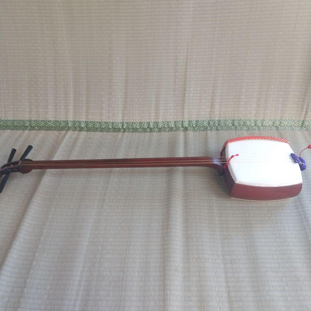 三味線本体 木製 3弦 赤紫装飾