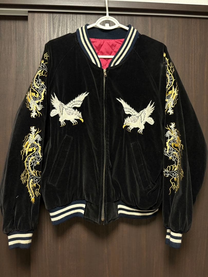 90s〜　ベロア 別珍 スカジャン スーベニアジャケット　鷹