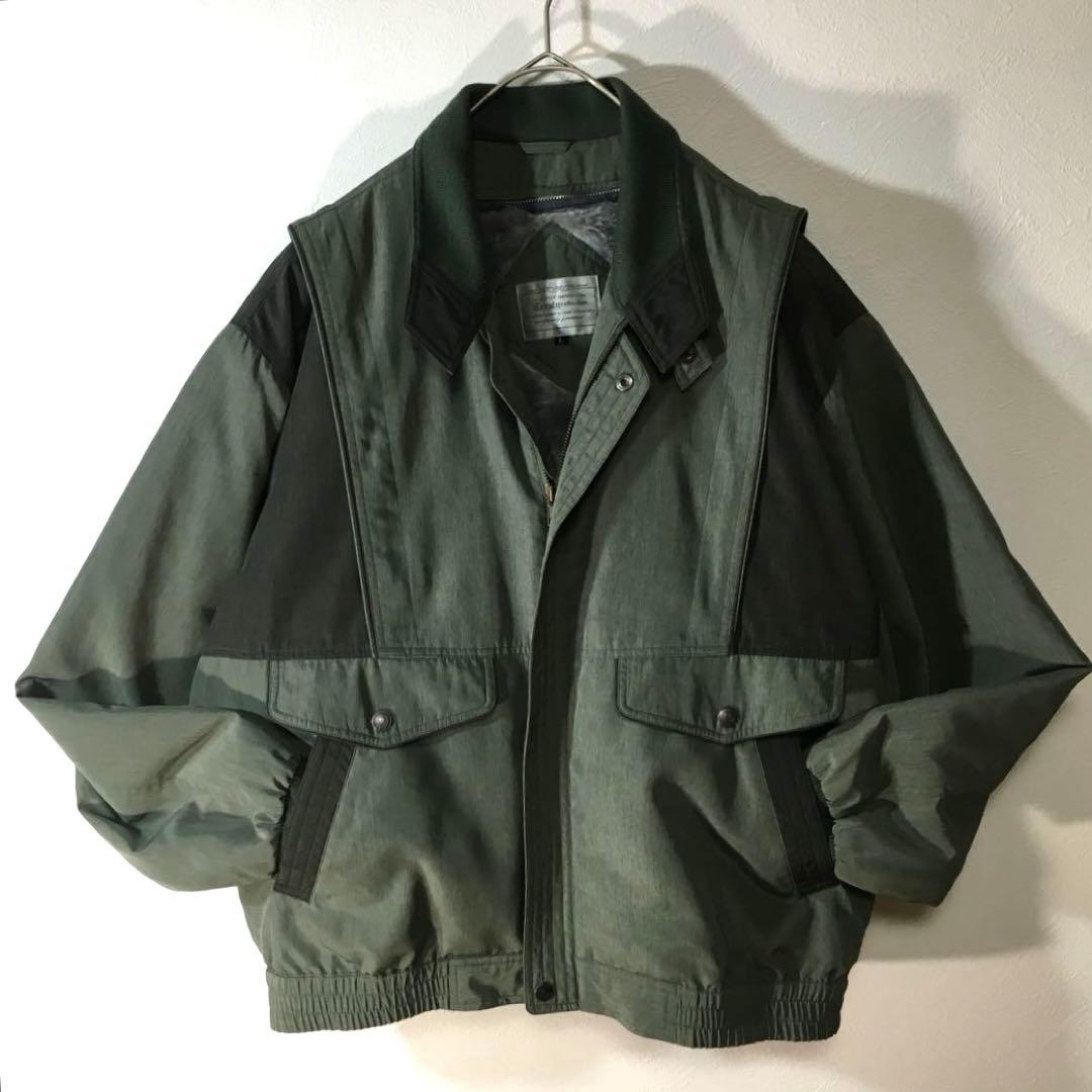 【個性派古着】希少デザイン　ブルゾン　立て襟　変形襟　内ボアライナー付き　 L