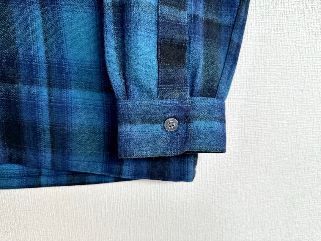 超超スペシャル 60s cascade オンブレ ウール シャツ L ブルー 青