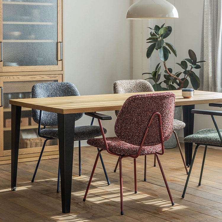 アボック ダイニングチェア 肘付 カラー脚| 家具・インテリア通販