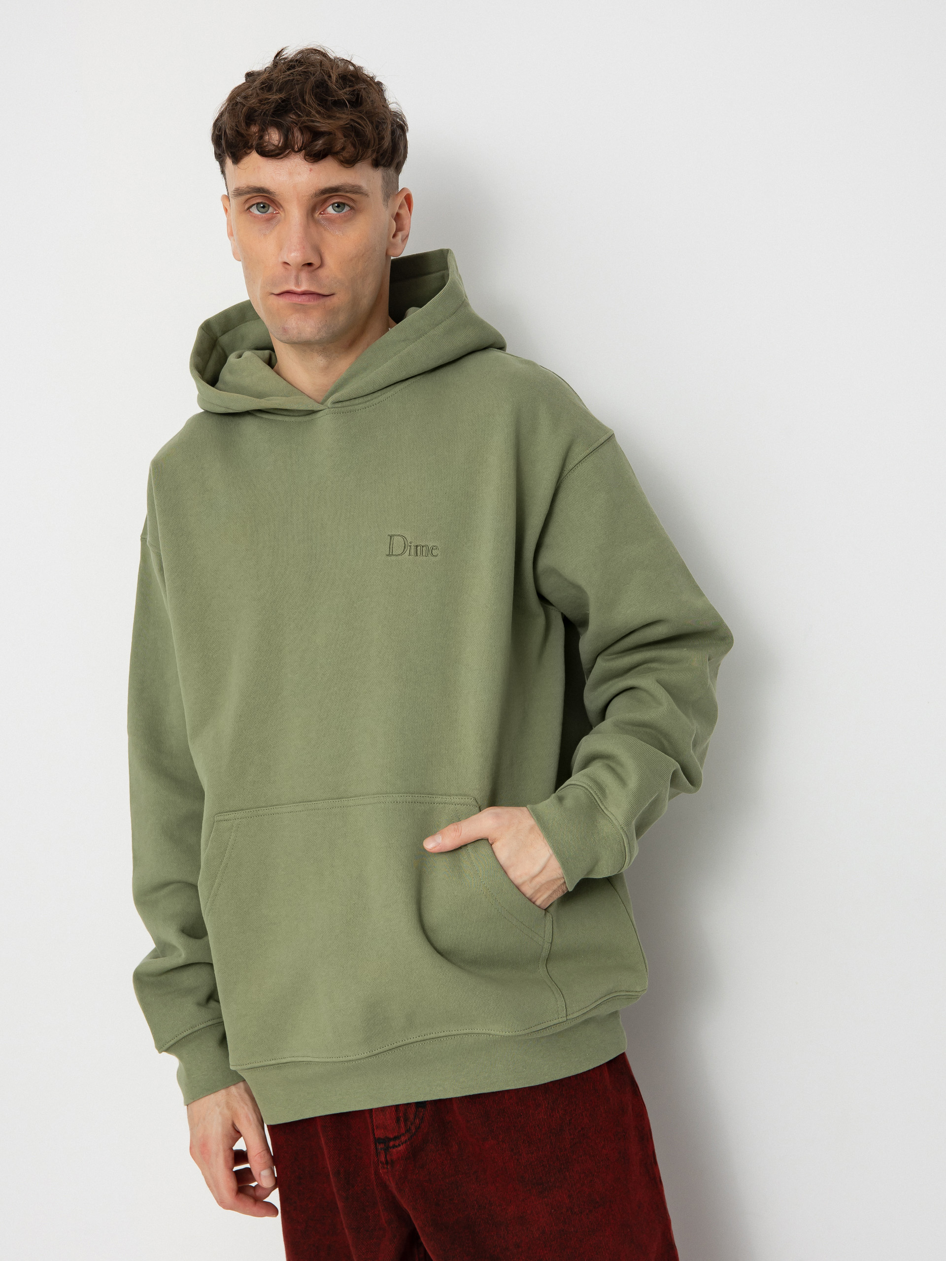 Dime Classic Small Logo HD Hoodie - green (warm khaki)