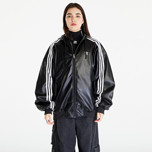 adidas Originals Faux Leather Jacket Black | Queens