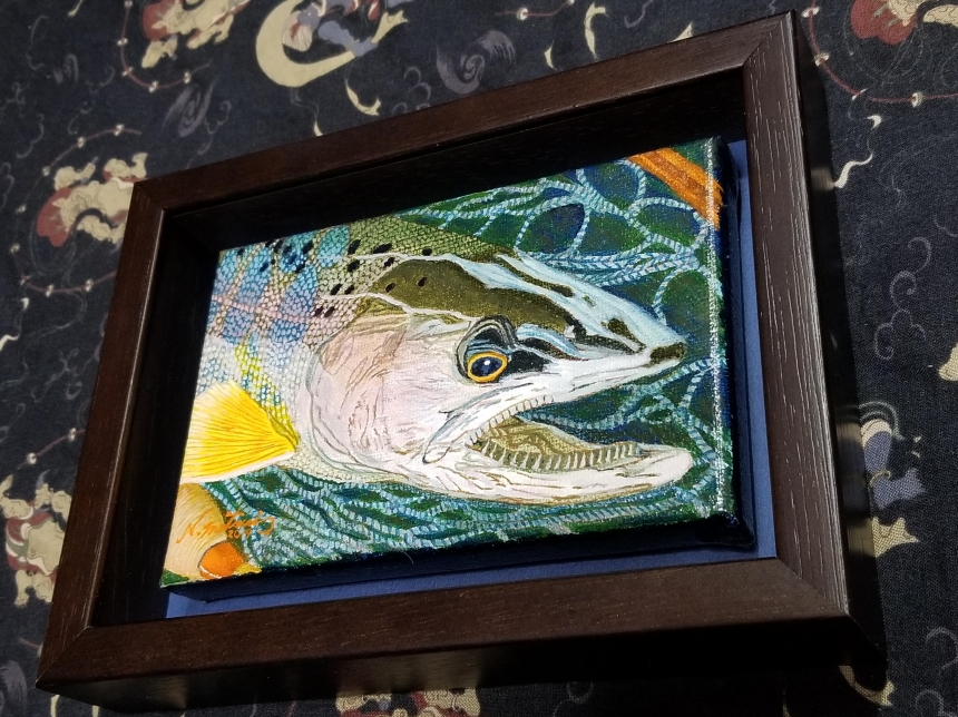 ハガキサイズ 魚の油絵原画 | 精密油絵 MATSUI