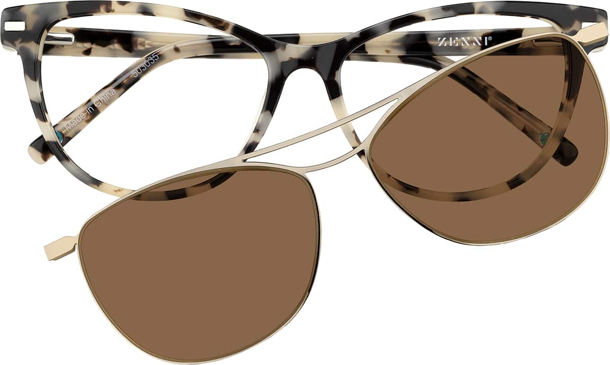 Tortoiseshell Cat-Eye Magnetic Snap-On Set #503035 | Zenni Optical