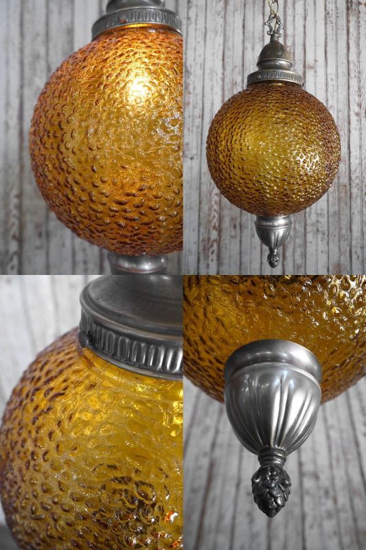 アンティーク アンバーガラス 吊り下げランプ - STAGE ANTIQUE