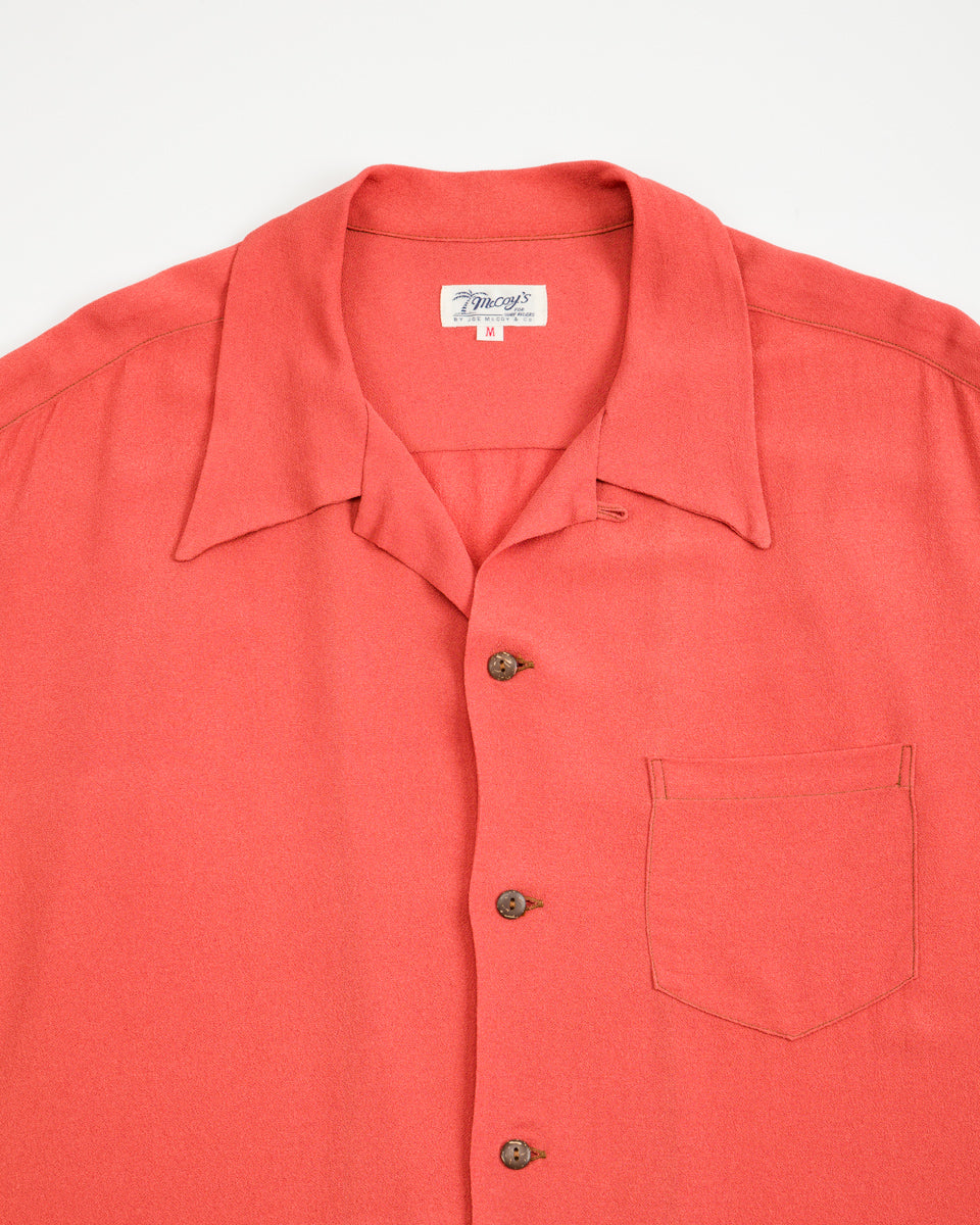 The Real McCoy's Silk Rayon Open Collar Shirt - Orange – Standard