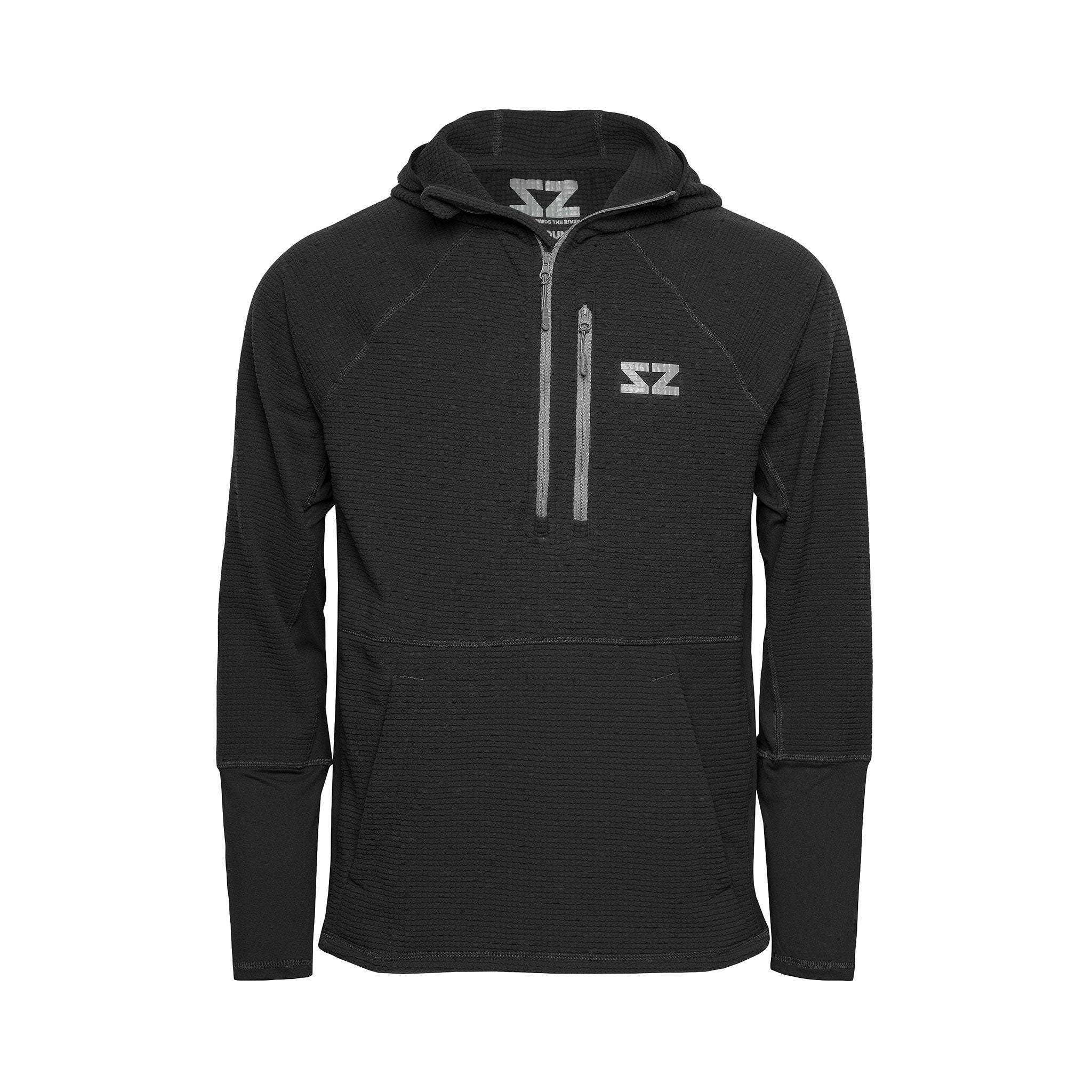 Grid Fleece Hoodie-Built in the Rocky Mountains-Graphite Black