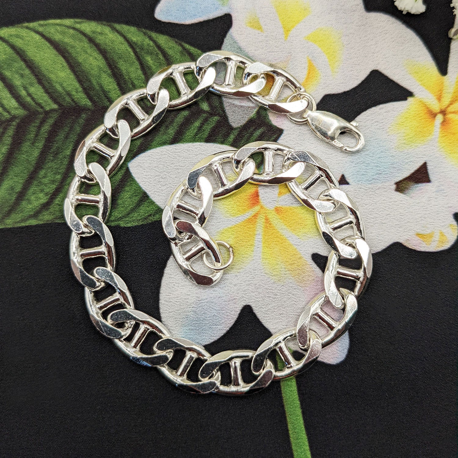 Men's 8.7mm Sterling Silver Anchor Chain Bracelet | 8.5