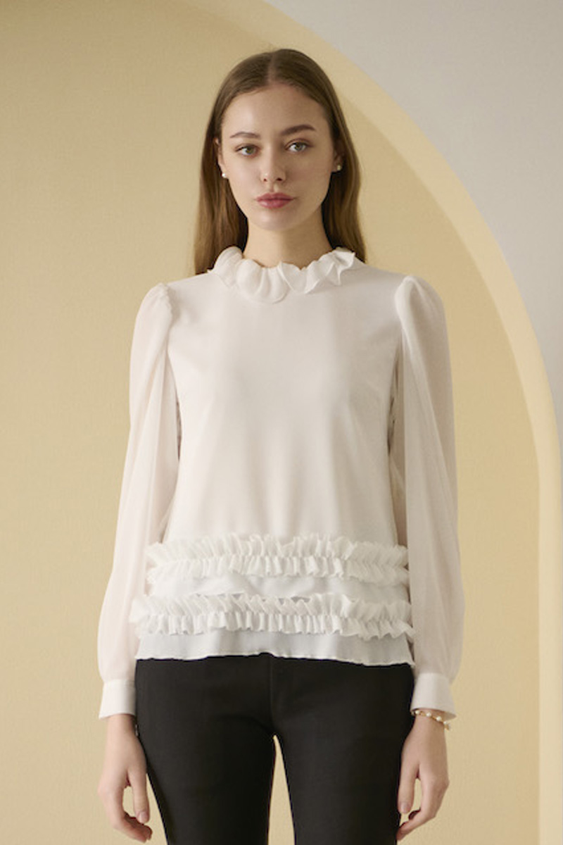 stina / petal frill blouse / white