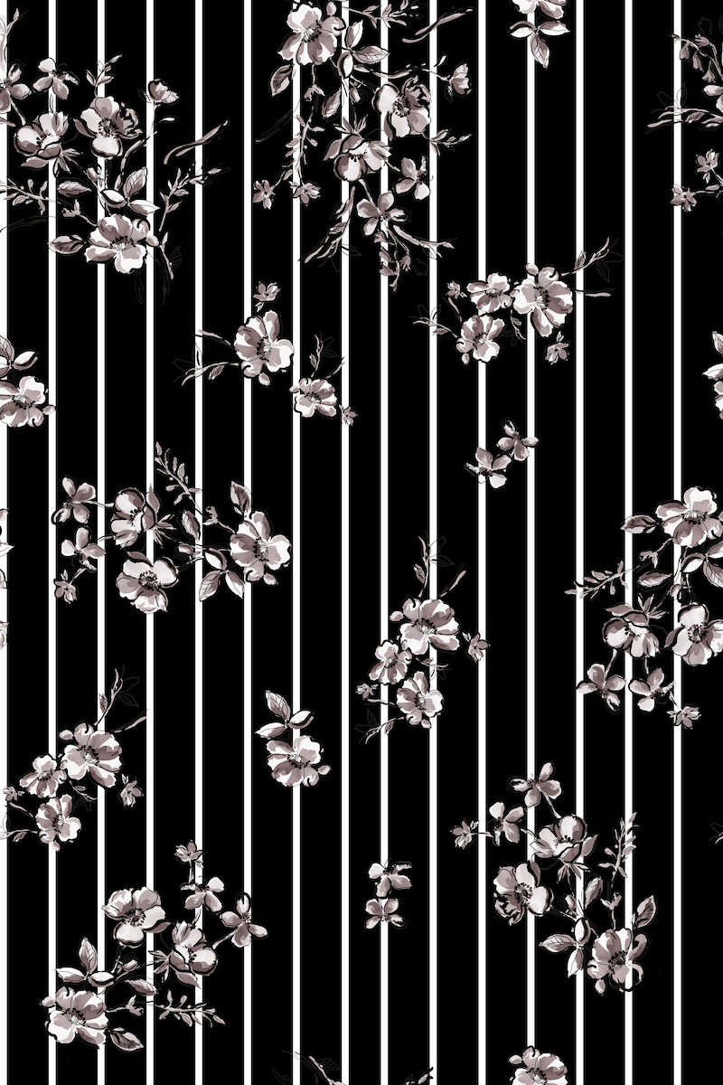 stina / type Y neck ribbon / stripe flower black / girl