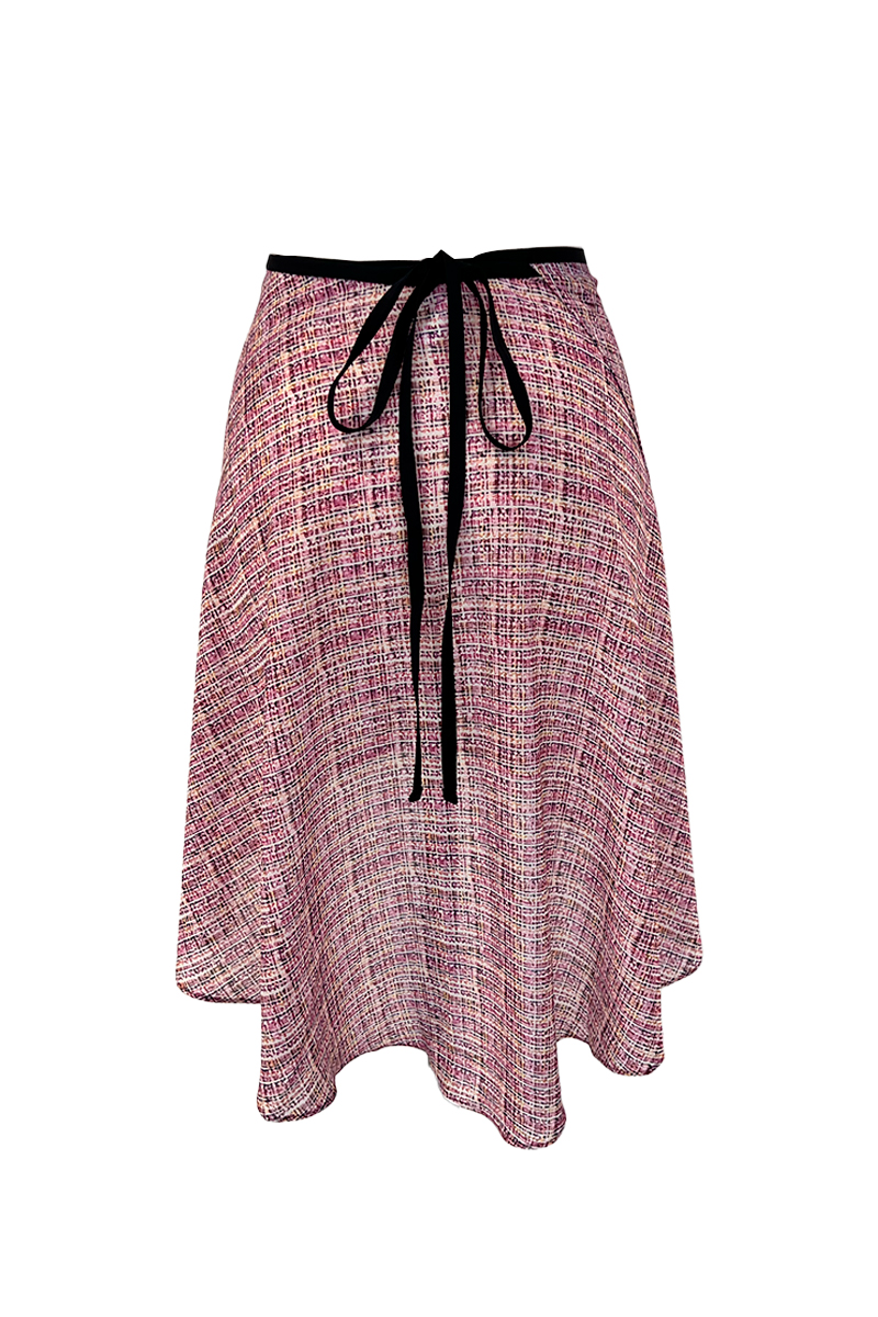 stina / pink tweed wrap skirt