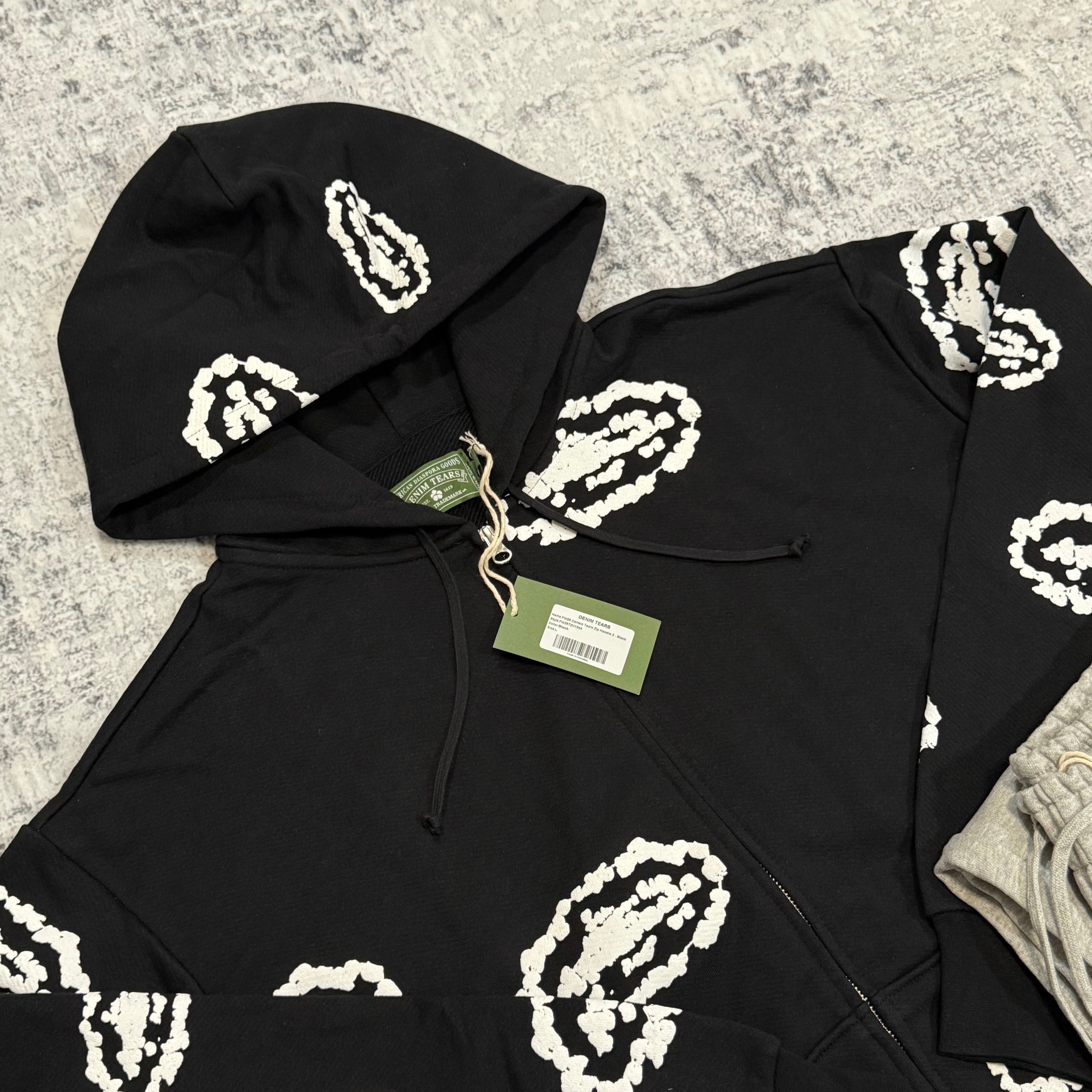 Denim Tears x Corteiz RTW Cotton Wreath Zip-Up Hoodie - Black