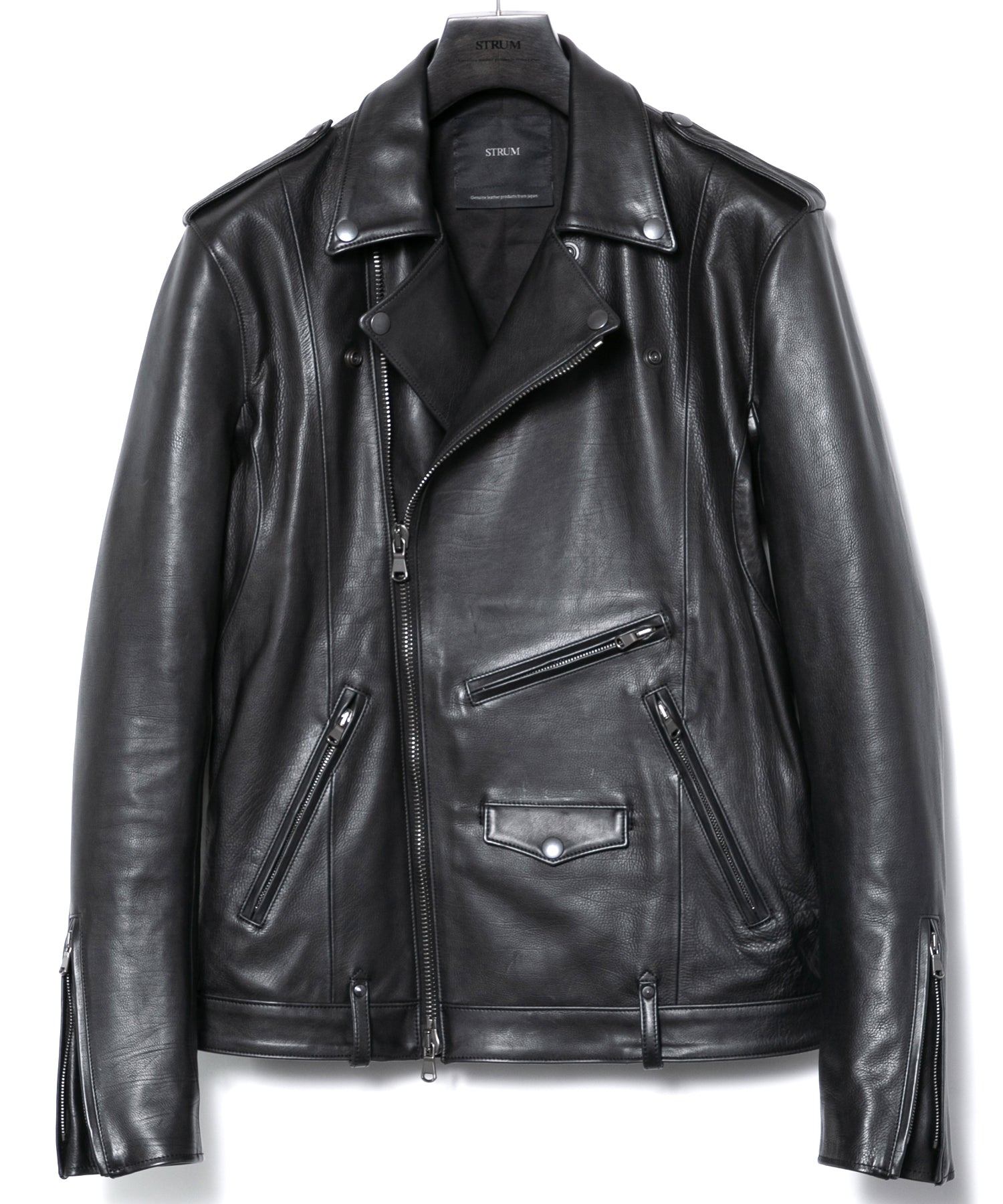 オイルカーフ ROM [DARK] ダブルライダースジャケット - BLACK – STRUM