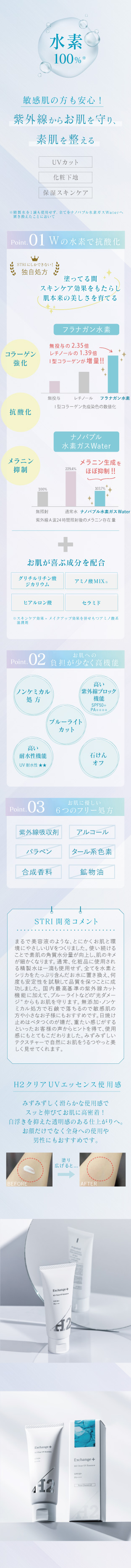 水素配合UVスキンケアH2 Clear UV Essence