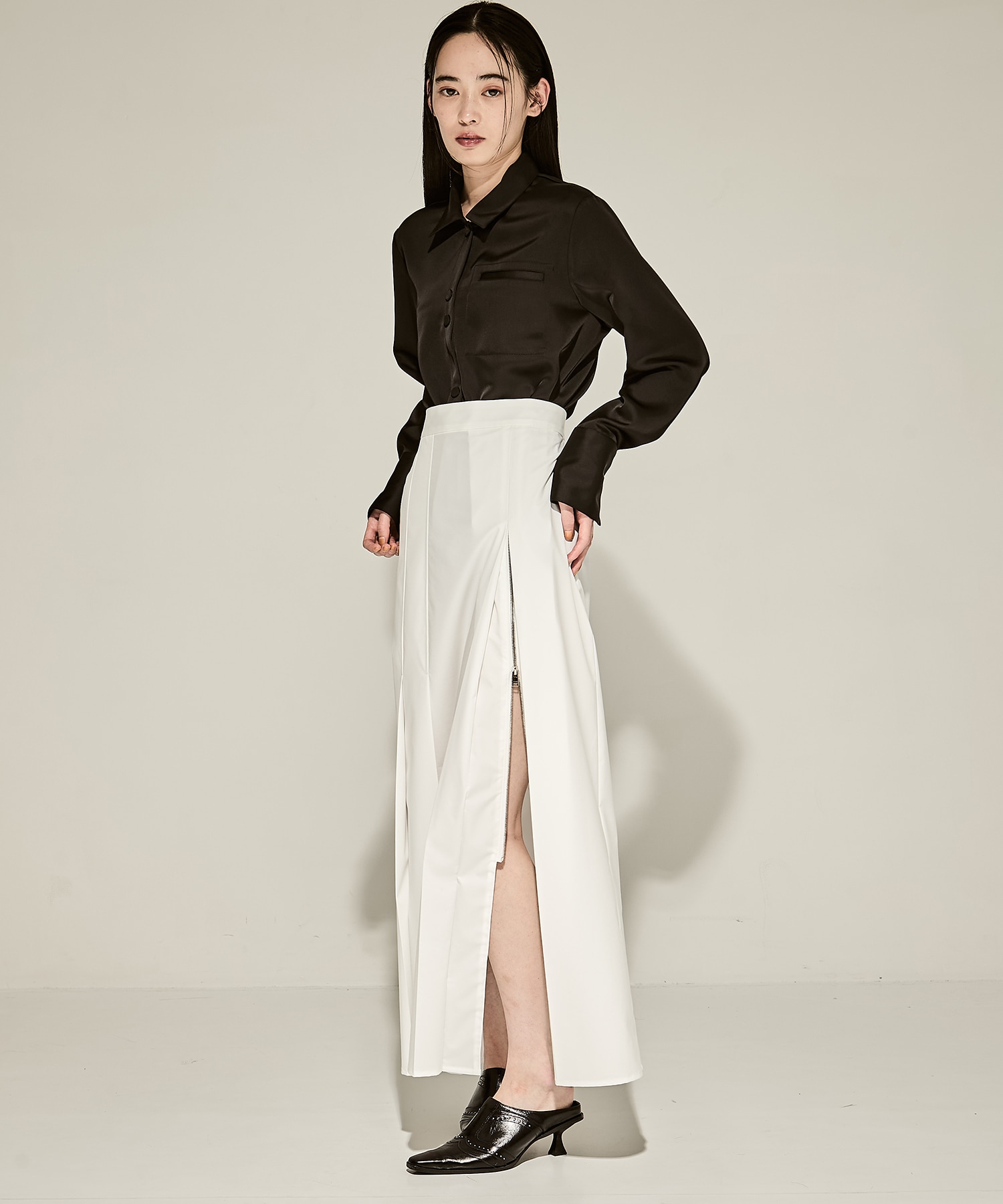SUPIMA C/PE/PU ZIP SKIRT(36 WHITE): CINOH: WOMENS｜ STUDIOUS