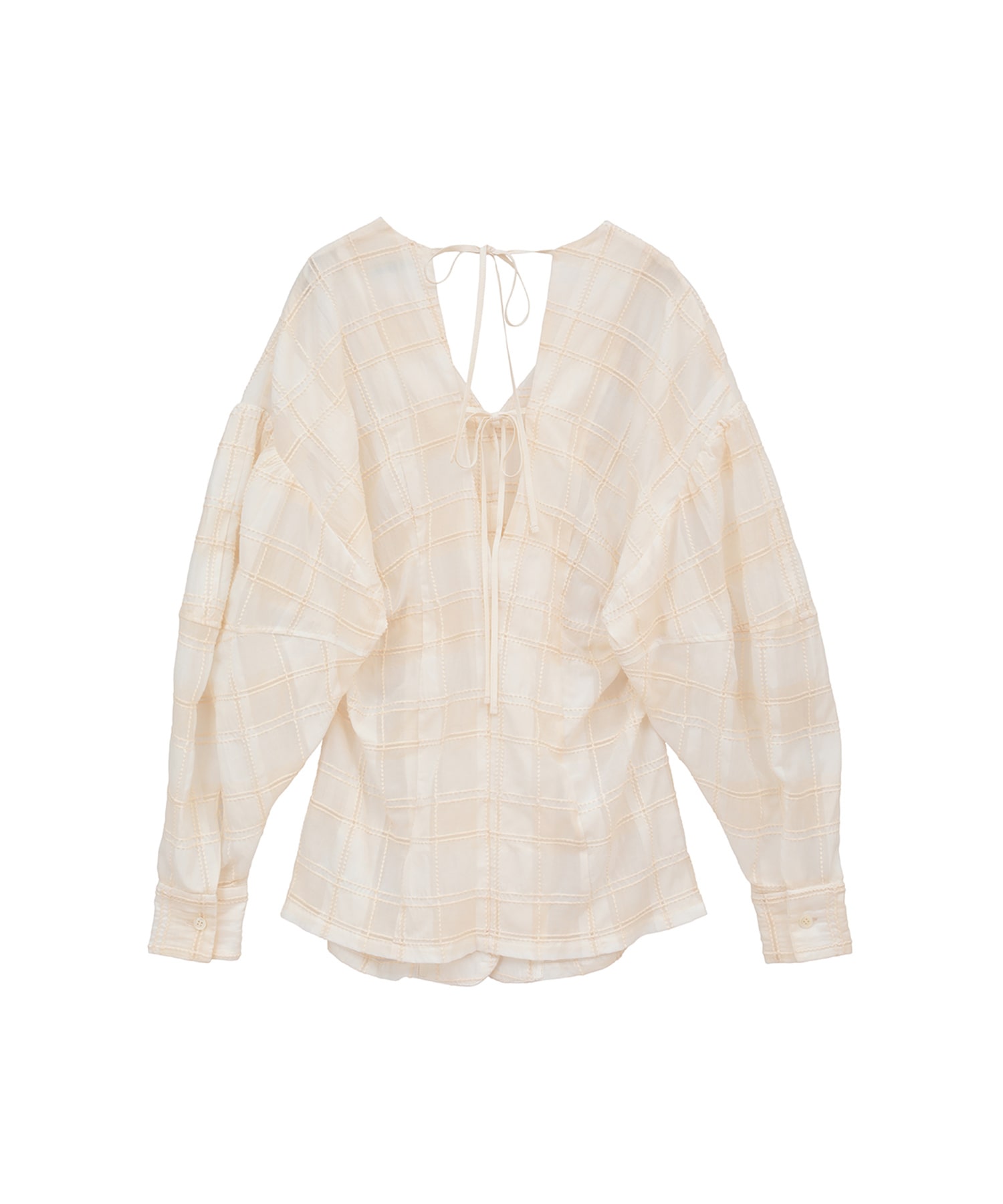 SHEER CHECK TUCK WAIST BLOUSE(1 IVORY): CLANE: WOMENS｜ STUDIOUS