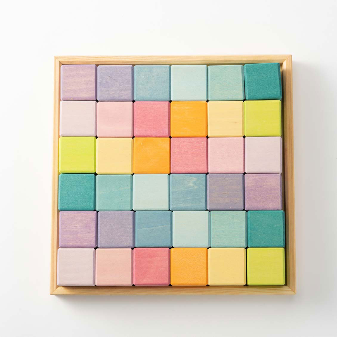 1歳-］にじのキューブパステル・小・36ピース〈積み木〉Grimms｜1歳