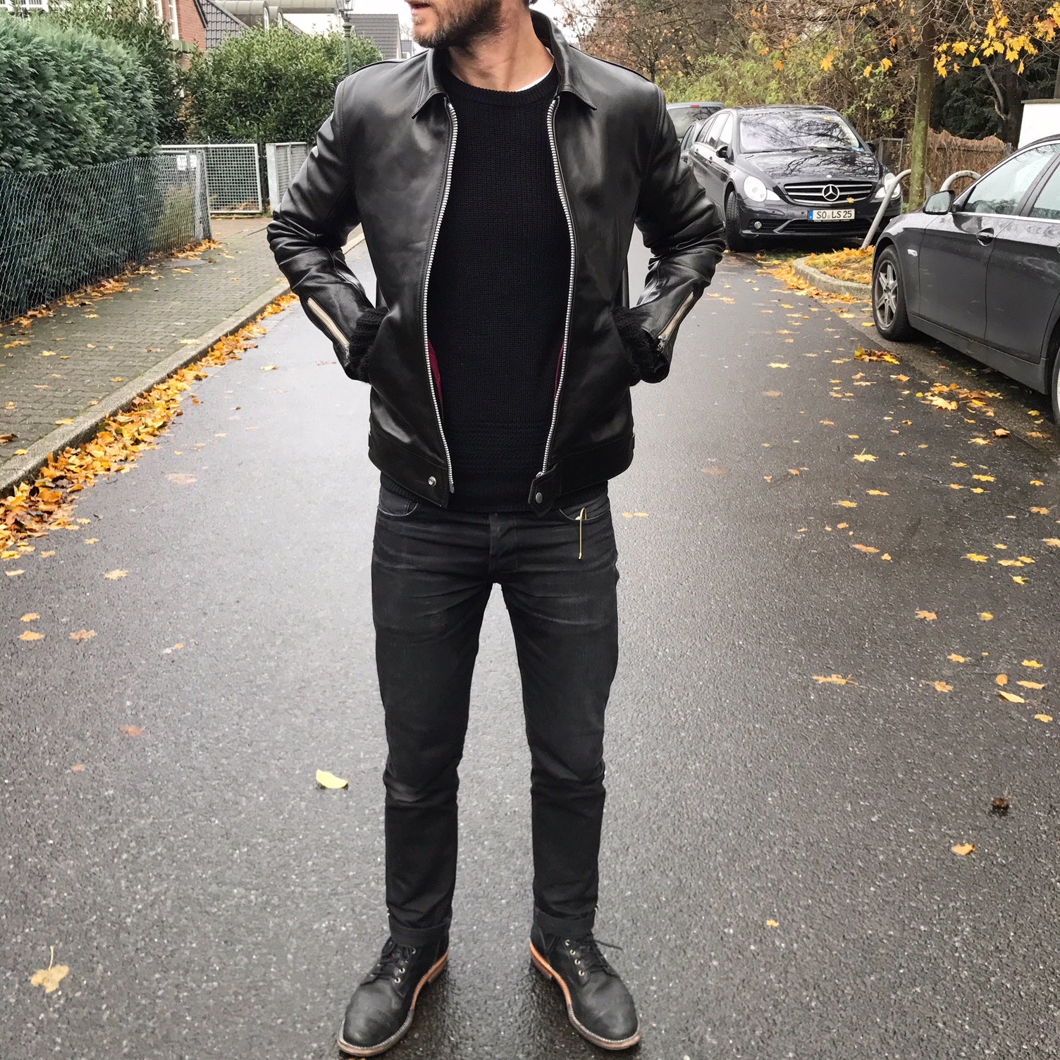 ad-01 horse-hide center-zip jacket | addict clothes | made in