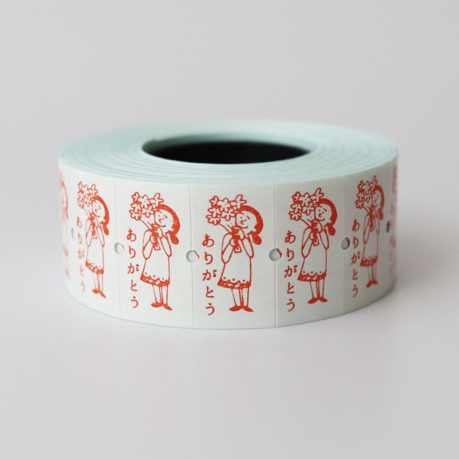 36オリジナル ラベラーロールシール 女の子 ありがとう（強粘着 永久