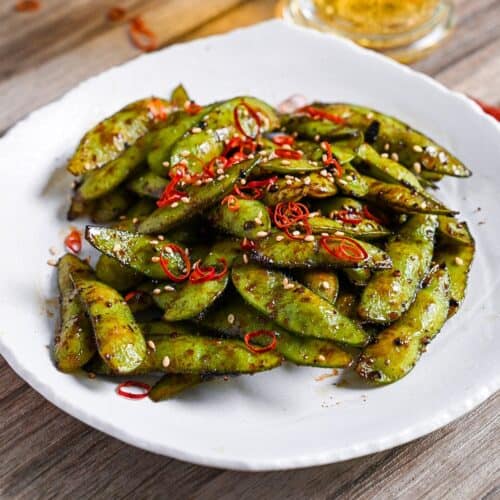 Stir-fried Edamame (with Garlic and Oyster Sauce Glaze) | Sudachi