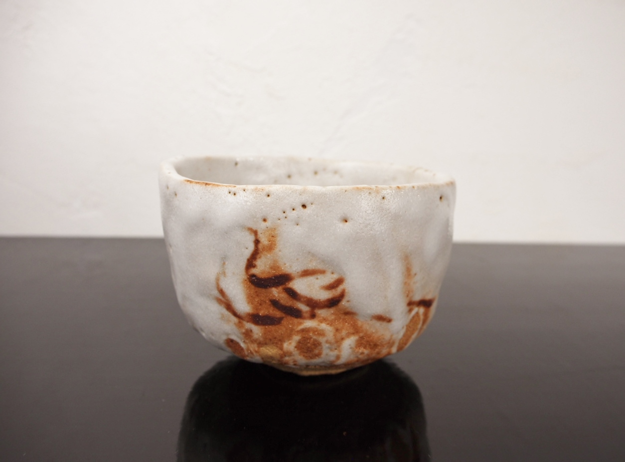 骨董水妖｜田山方南作 志野茶碗 銘「水鳥」