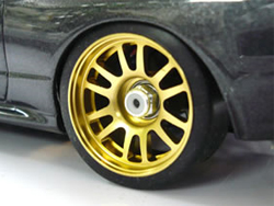 アルミ6本スポークホイール(ワイド)(オフセット3)(ゴールド)(京商 MINI