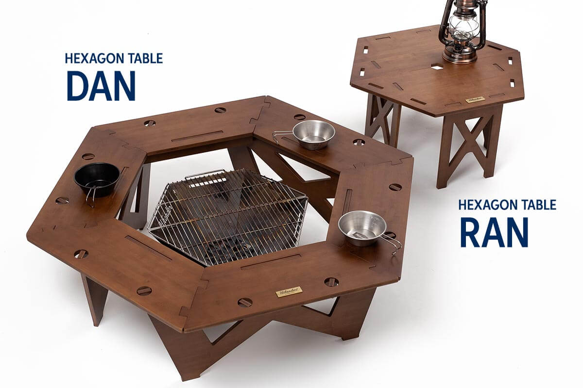 ヘキサゴンテーブル DAN アウトドアテーブル 焚き火テーブル 【1年
