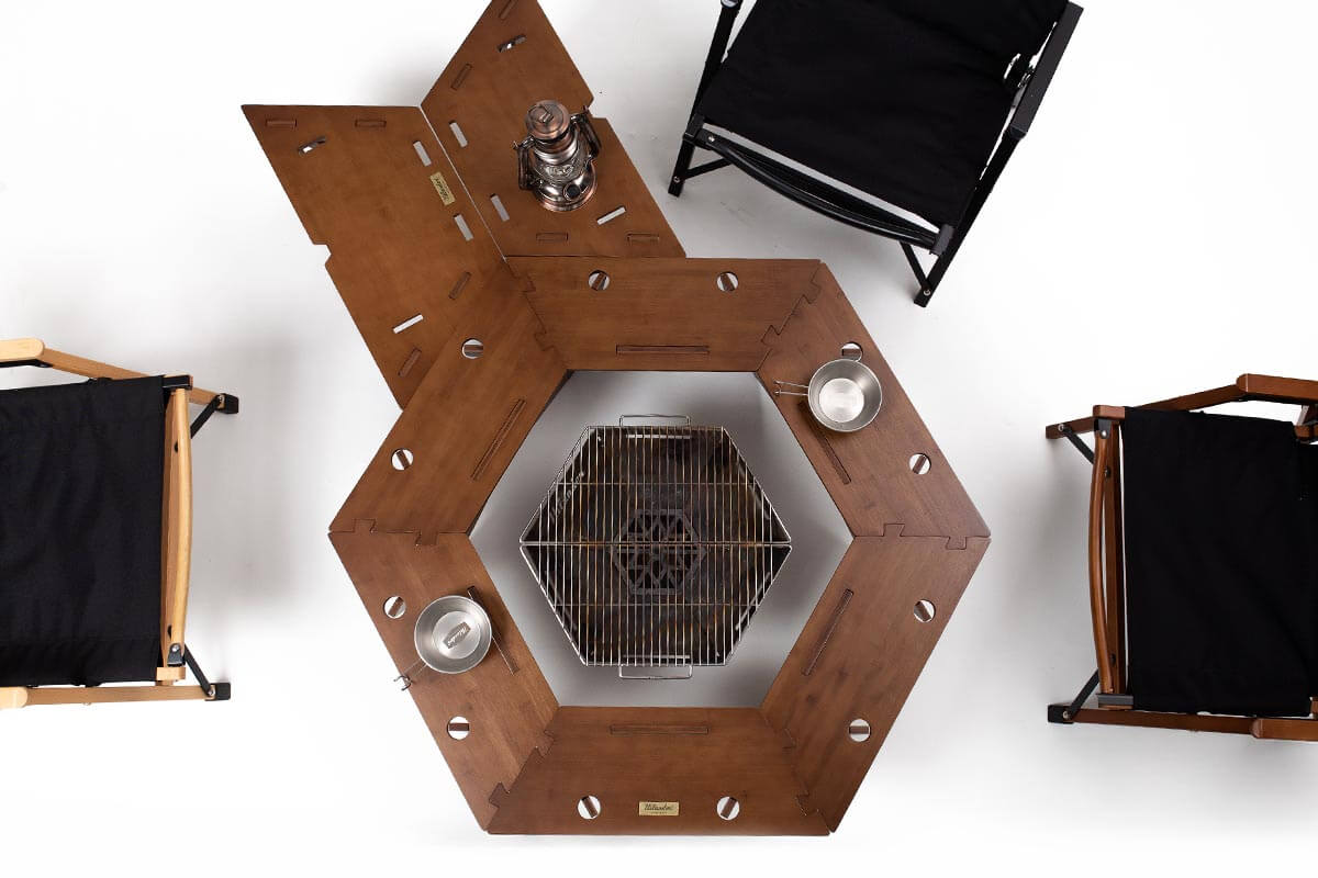 ヘキサゴンテーブル DANRANセット アウトドア 焚き火テーブル